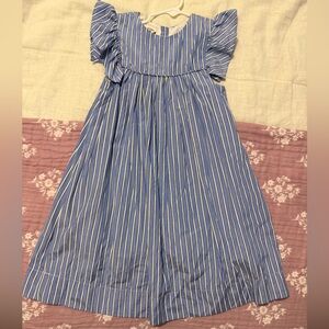 The Oaks Apparel Girls Classic Striped Flutter Sleeve Dress